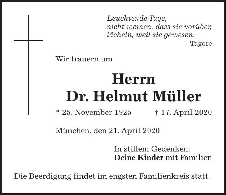 Traueranzeige Helmut Müller