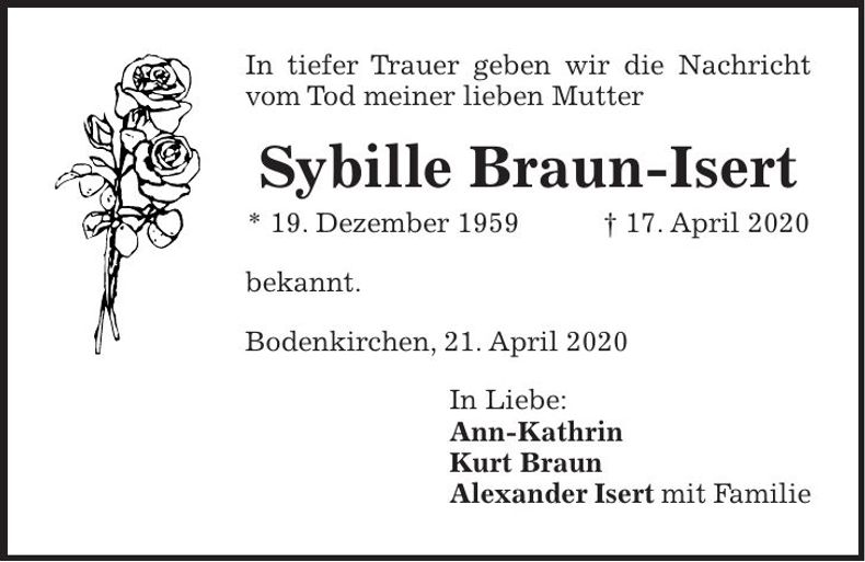 Traueranzeige Sybille Braun-Isert