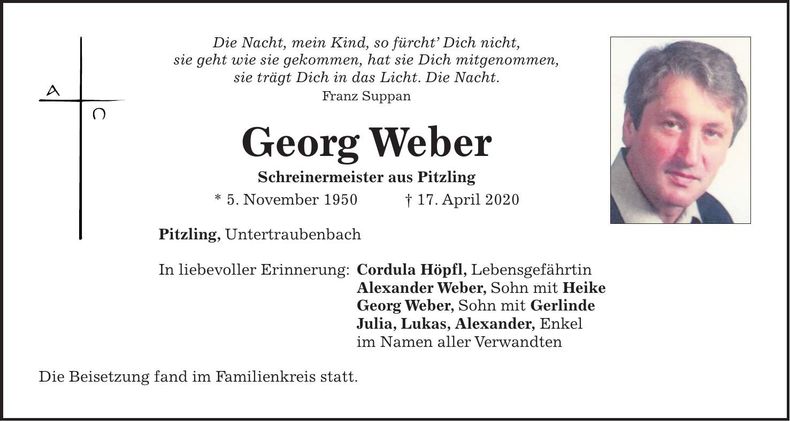Traueranzeige Georg Weber