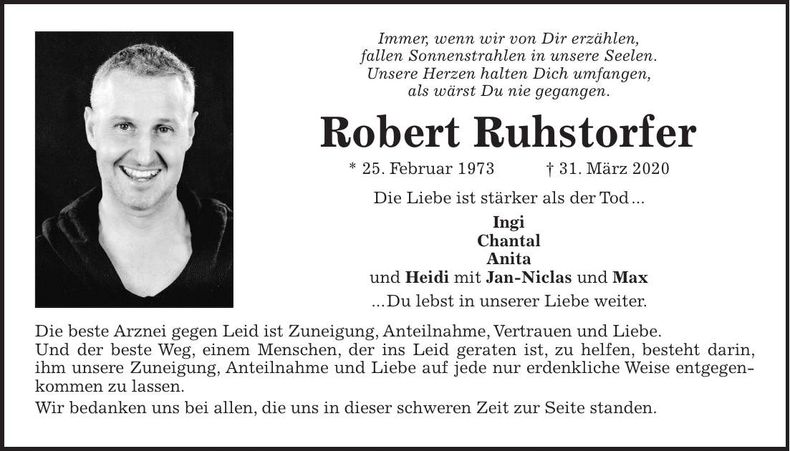 Traueranzeige Robert Ruhstorfer
