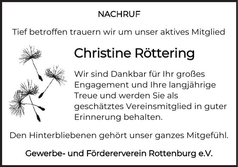 Traueranzeige Christine Röttering