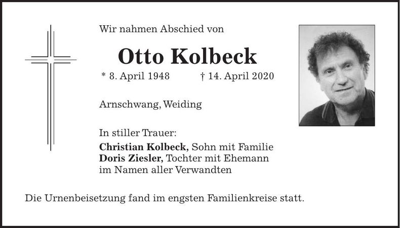 Traueranzeige Otto Kolbeck