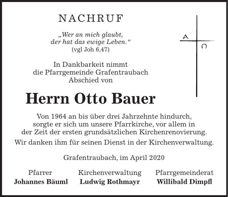 Traueranzeige Otto Bauer
