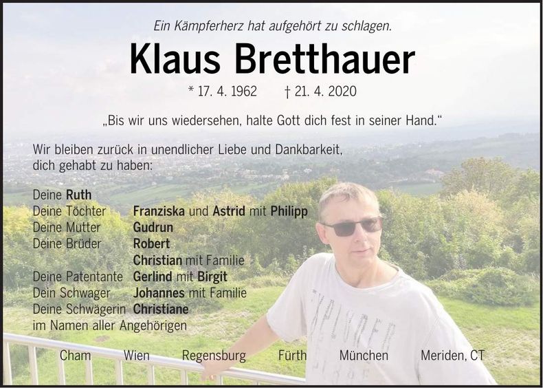 Traueranzeige Klaus Bretthauer