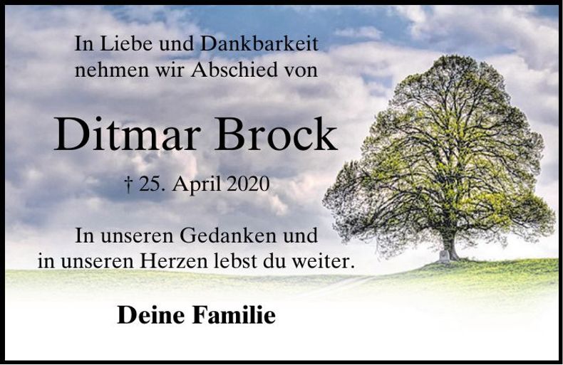 Traueranzeige Ditmar Brock