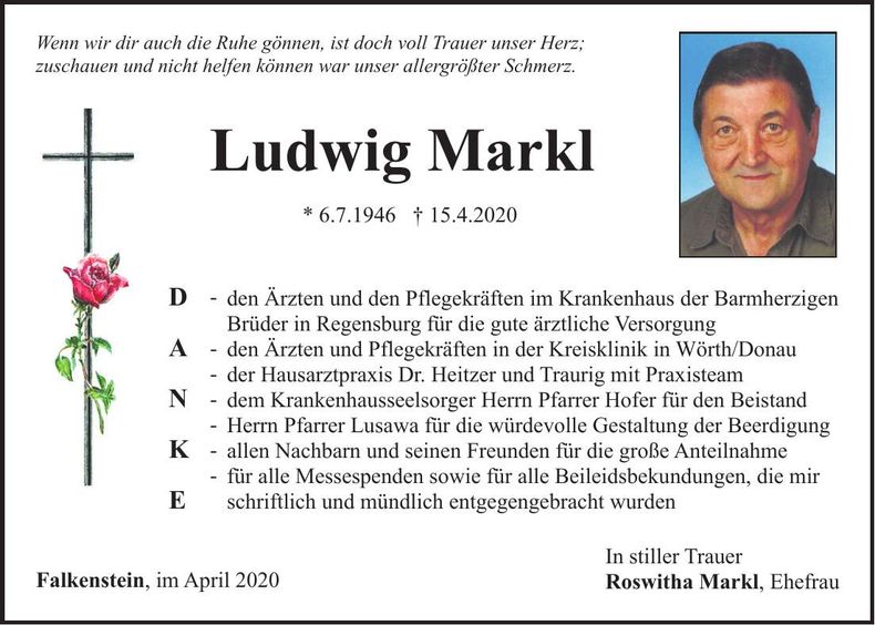 Traueranzeige Ludwig Markl