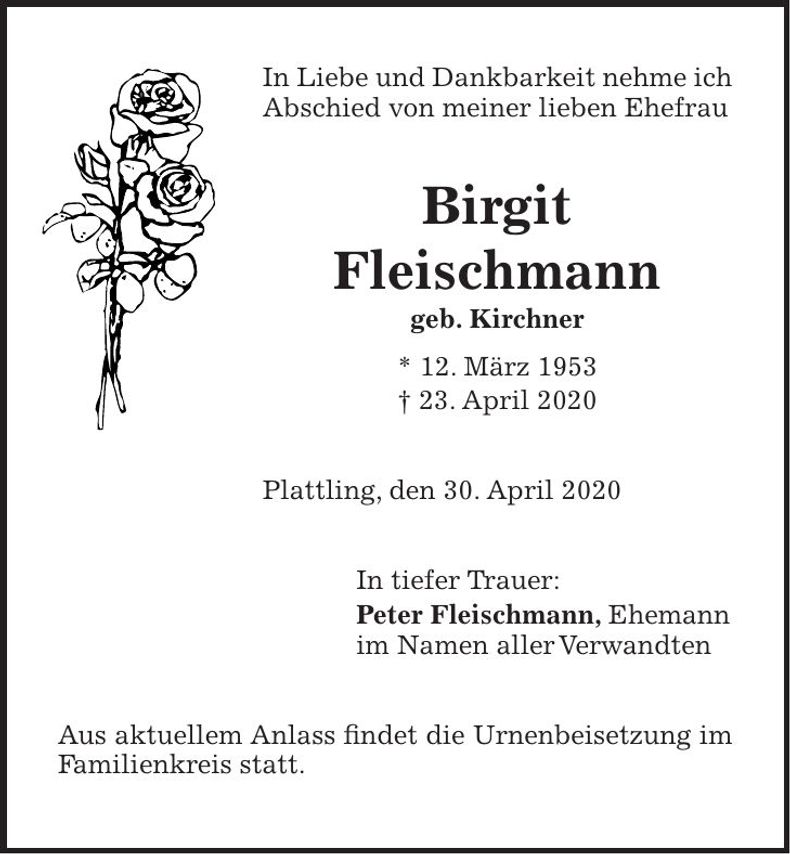 Traueranzeige Birgit Kirschner