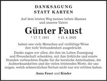 Traueranzeige Günter Faust