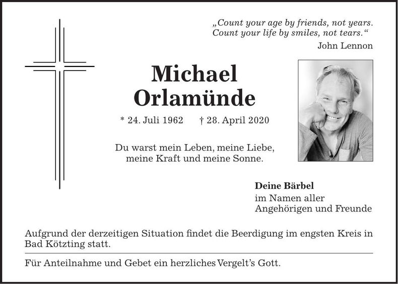Traueranzeige Michael Orlamünde