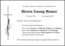 Traueranzeige Georg Bauer