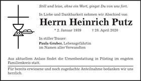 Traueranzeige Heinrich Putz