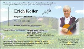 Traueranzeige Erich Koller