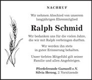 Traueranzeige Ralph Schmid