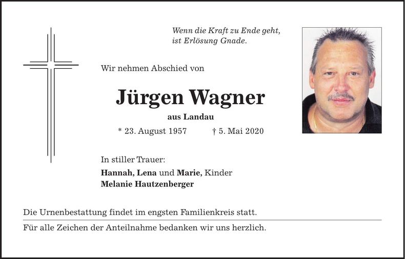 Traueranzeige Jürgen Wagner