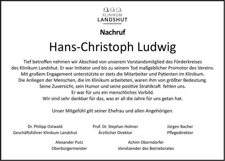 Traueranzeige Hans-Christoph Ludwig