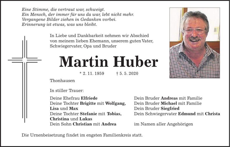 Traueranzeige Martin Huber