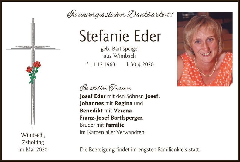 Traueranzeige Stefanie Eder