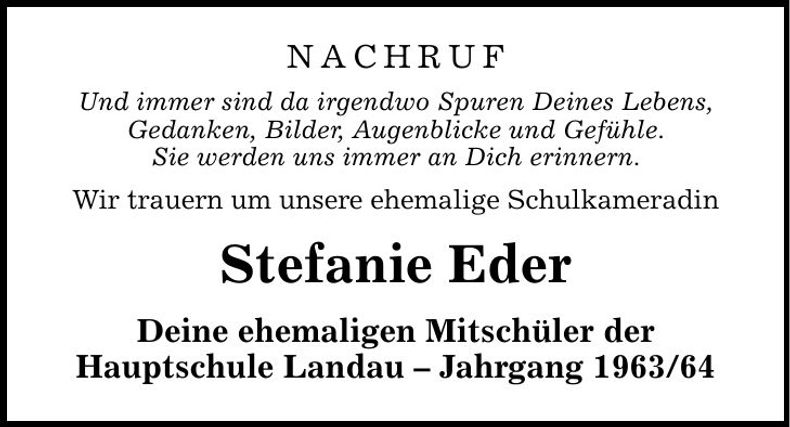 Traueranzeige Stefanie Eder