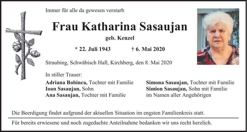Traueranzeige Katharina Sasaujan