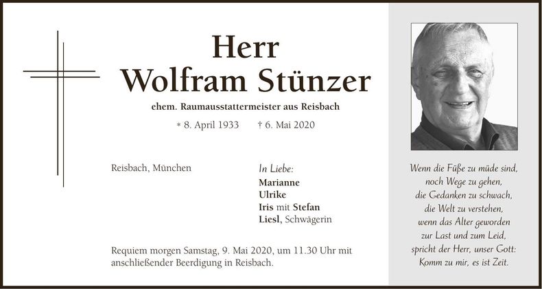 Traueranzeige Wolfram Stünzer