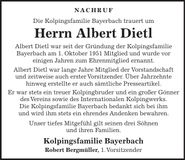 Traueranzeige Albert Dietl