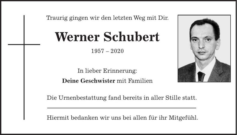 Traueranzeige Werner Schubert