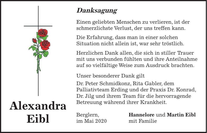 Traueranzeige Alexandra Eibl