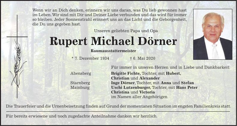 Traueranzeige Rupert Michael Dörner