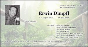 Traueranzeige Erwin Dimpfl