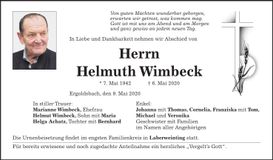 Traueranzeige Helmuth Wimbeck
