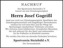 Traueranzeige Josef Gogeißl