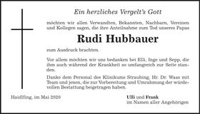 Traueranzeige Rudi Hubbauer