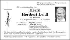 Traueranzeige Heribert Leidl