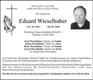 Traueranzeige Eduard Wieselhuber