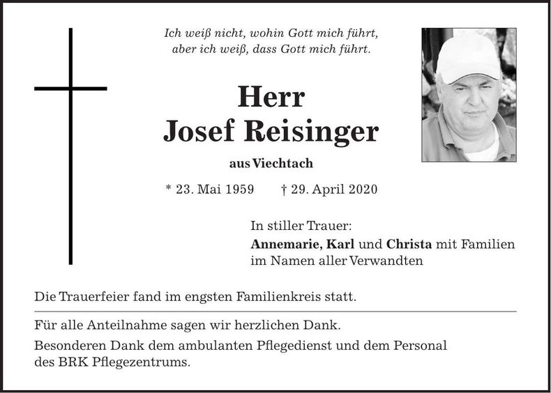 Traueranzeige Josef Reisinger