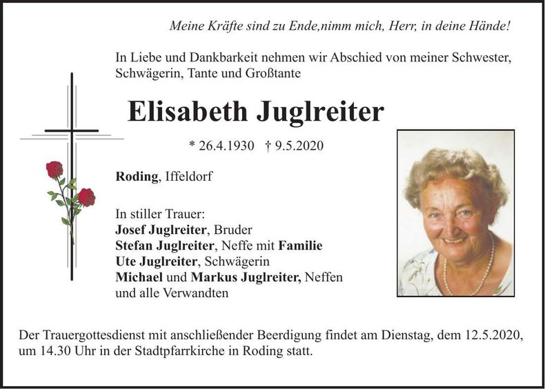 Traueranzeige Elisabeth Juglreiter