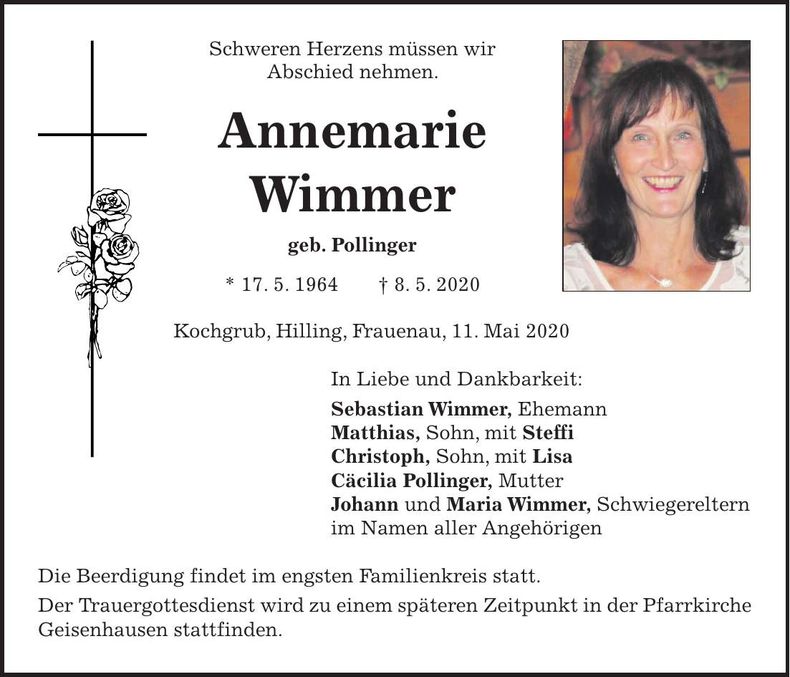 Traueranzeige Annemarie Wimmer