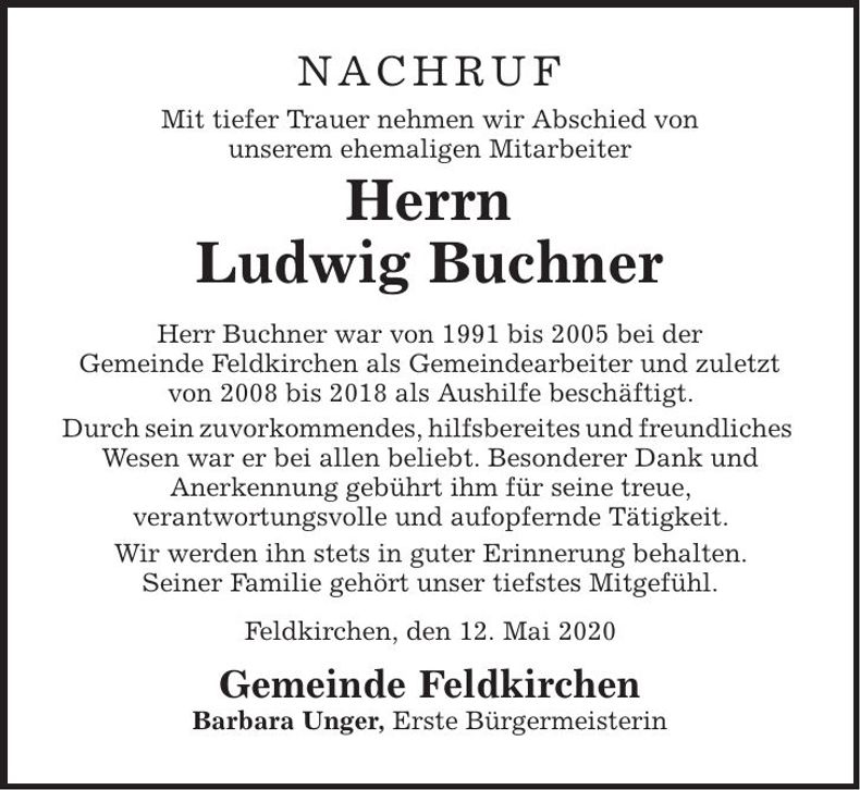 Traueranzeige ludwig buchner