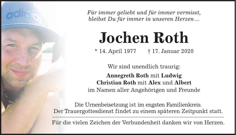 Traueranzeige Jochen Roth