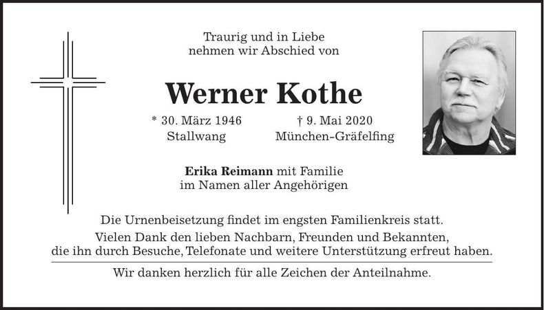 Traueranzeige Werner Kothe