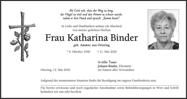 Traueranzeige Katharina Binder