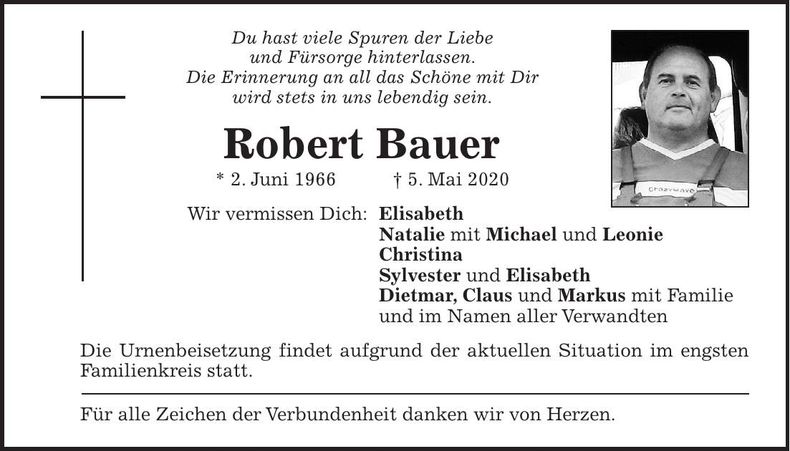 Traueranzeige Robert Bauer