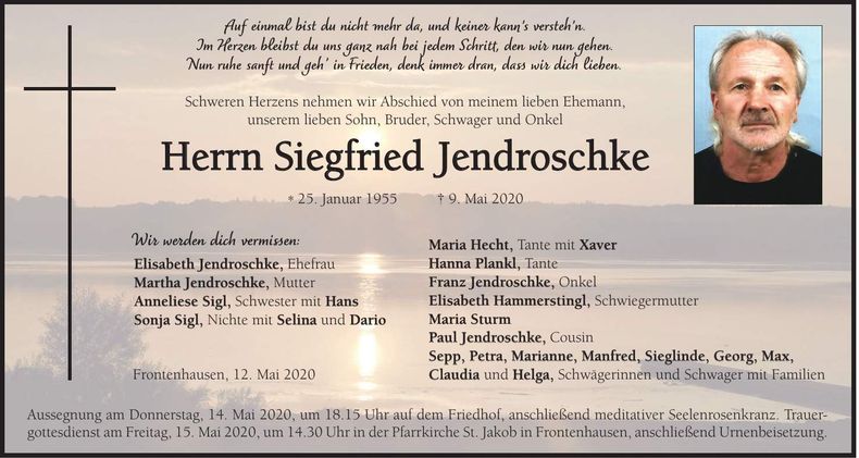Traueranzeige Siegfried Jendroschke