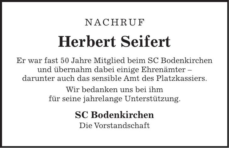 Traueranzeige Herbert Seifert
