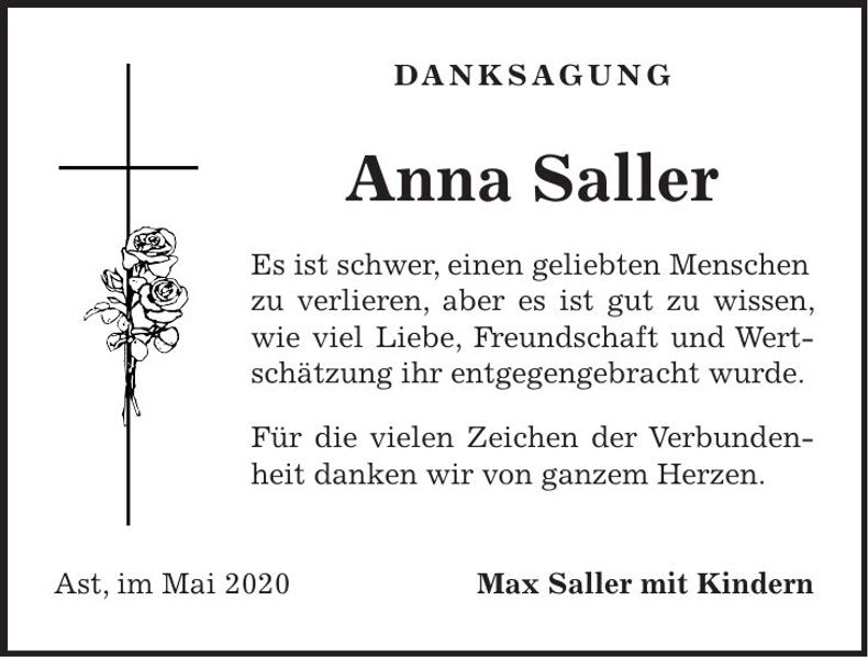 Traueranzeige Anna Saller