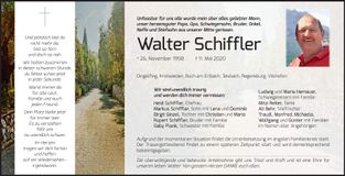 Traueranzeige Walter Schiffler