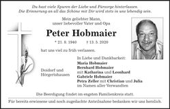 Traueranzeige Peter Hobmaier