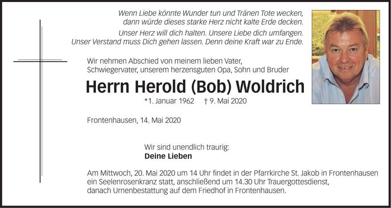 Traueranzeige Herold (Bob) Woldrich