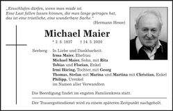 Traueranzeige Michael Maier