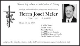 Traueranzeige Josef Meier
